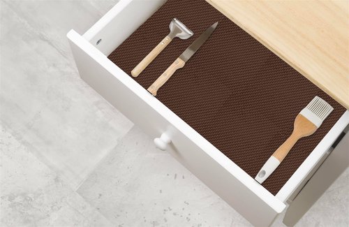 SteadMax Shelf Liner, 15 inches x 6 feet Total, Non-Slip Ultra-Grip Mats for Kitchen or Bathroom Shelves, Cabinets, Pantry, Non-Adhesive Drawer Liner, Durable, Strong, Brown (2 Pack)