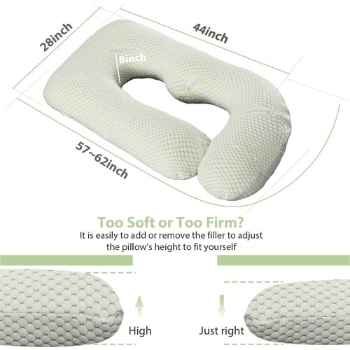 BATTOP Pregnancy Pillows for Sleeping- Full Body Maternity Pillow with Cooling Breathable Cover, U-Shaped Pregnancy Pillow for Side Sleepers - Support for Back,Hips,Legs,Belly (Mint Green)