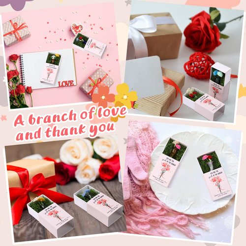 50 Sets Thank You Bulk Gifts for Women Mothers Day Teacher Appreciation Positive Mini Bud Vases with Flowers Office Desk Decor Mini Box Breathing Gifts for Nurse Graduation Office Coworker (Mix Color)