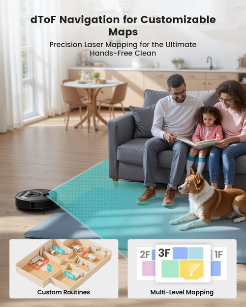 Lefant M330 Pro LiDAR Robot Vacuum & Mop - Smart Mapping, Tangle-Free Pet Hair, Slim Design