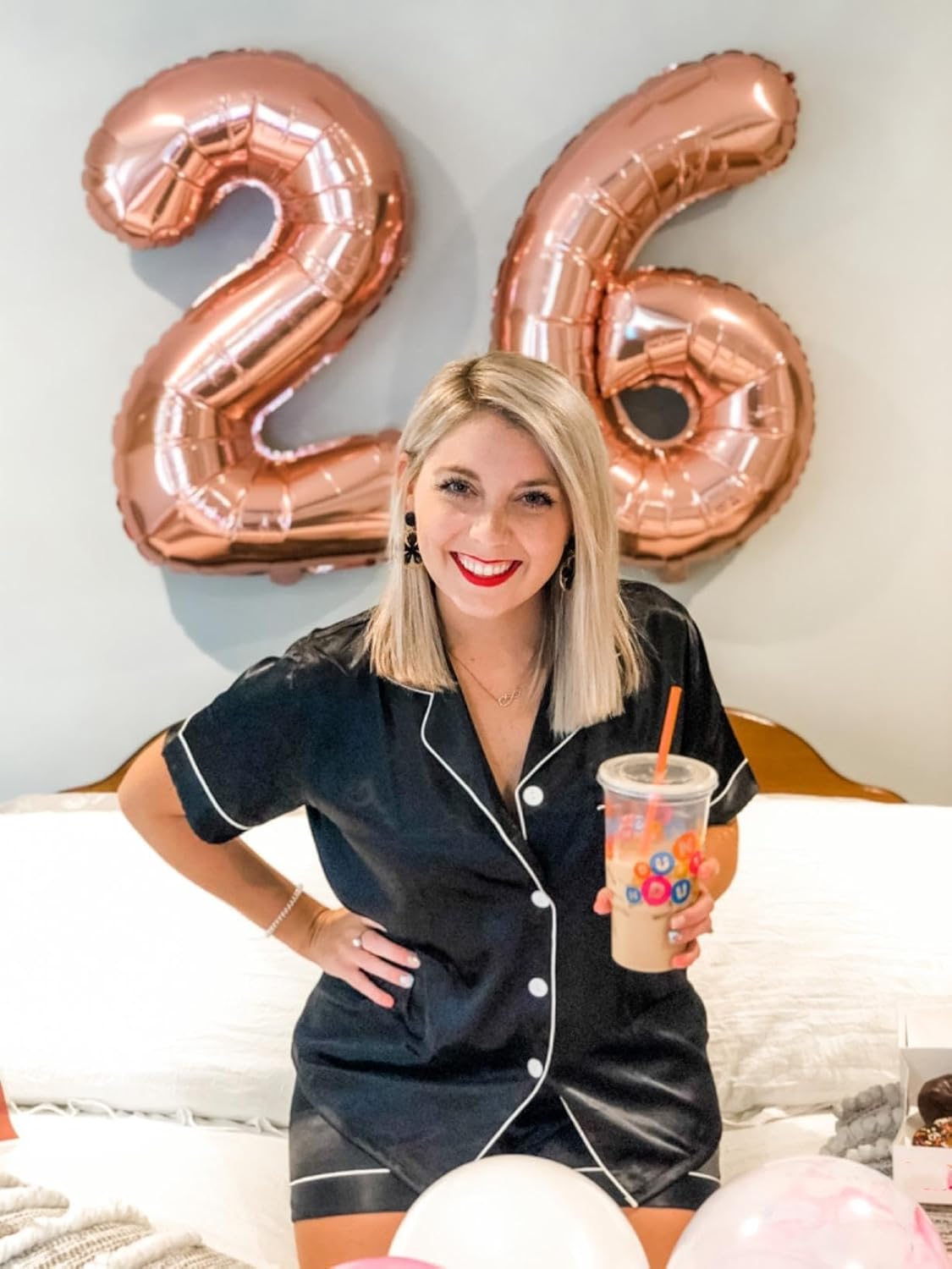 Skiennix 27 Balloon Number - Large Rose Gold Foil Decoration for Happy Birthday & Celebrations