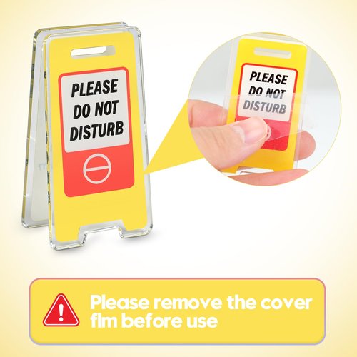 24 Pack Funny Office Desk Signs, Mini Acrylic Yellow Caution Desk Signs Office Decorations for Coworker Women Men Boss and Employee Appreciation Gifts