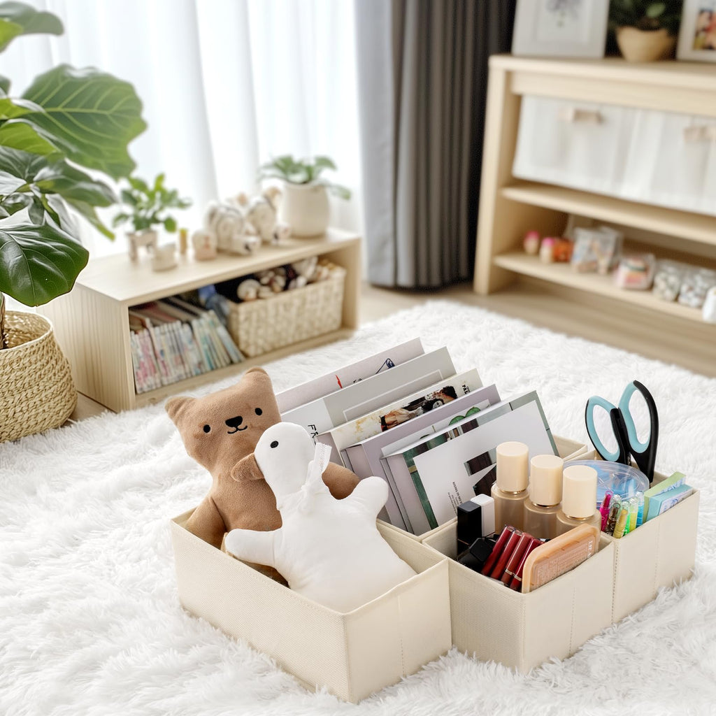 Criusia Drawer Organizer Clothes, 21 Pack Dresser Organizer for Baby Clothes, Underwear, Sock - Foldable Closet Organization and Storage Dividers Bins for Nursery, Bedroom (Beige)