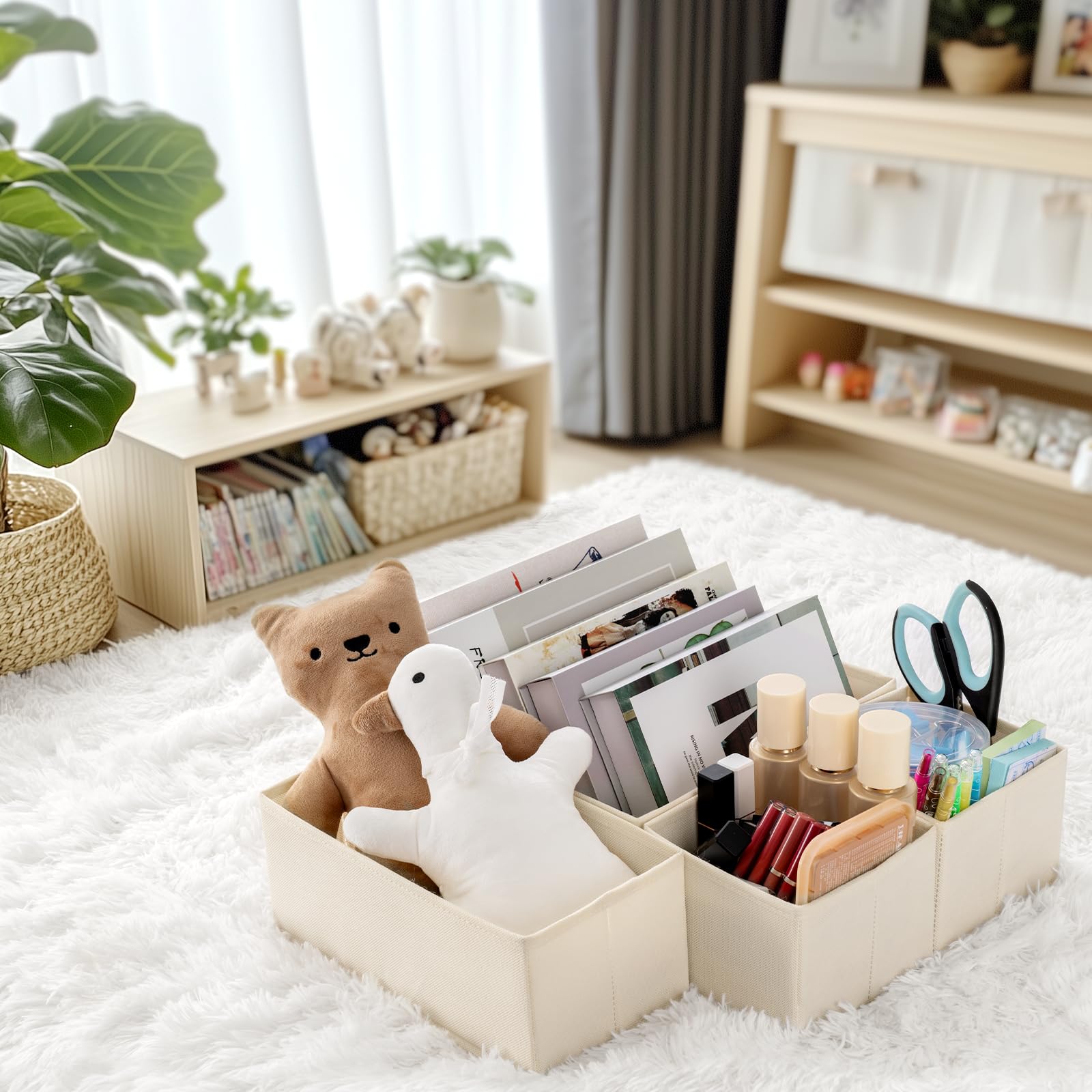 Criusia Drawer Organizer Clothes, 21 Pack Dresser Organizer for Baby Clothes, Underwear, Sock - Foldable Closet Organization and Storage Dividers Bins for Nursery, Bedroom (Beige)