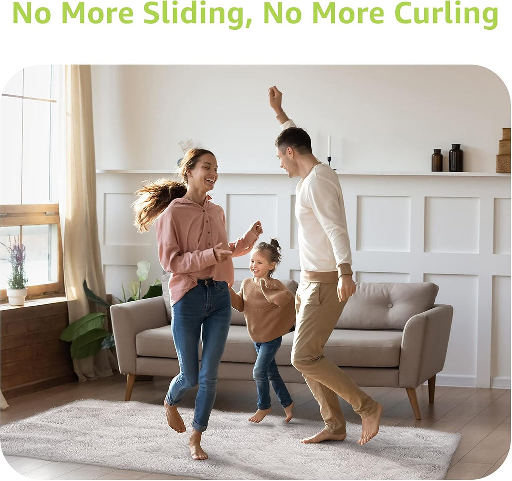 Rabenda Non-Slip Rug Grippers - 8 Pcs Reusable Dual-Sided Adhesive Pads for Hardwood & Tile Floors | Black