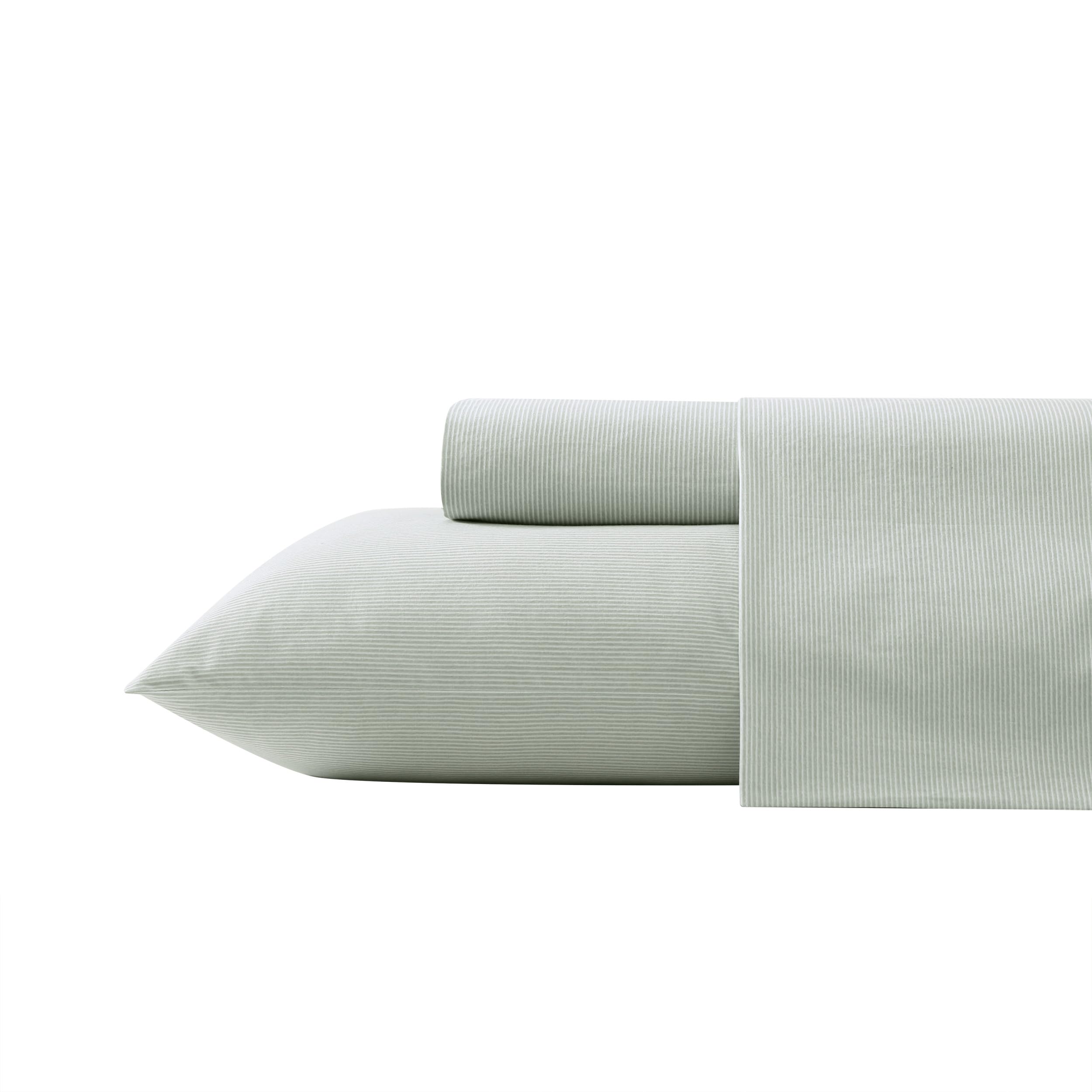 Tommy Bahama - King Sheets, Washed Percale Cotton Bedding Set, Soft & Breathable Bedroom Decor with Deep Pockets (Island Cays Stripe Green, King)