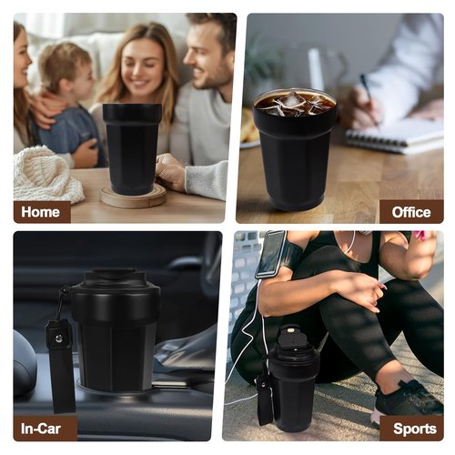 DITOSH Insulated Coffee Tumbler 15.2oz 450ml Travel Coffee Mug 316 Stainless Steel Direct Drink Opening Leakproof Lid Reusable Insulated Coffee Mug Hot and Cold Ideal Travel Mug for Coffee Lover