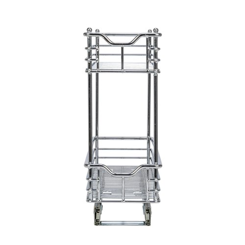 Household Essentials Glidez Multipurpose Chrome-Plated Steel Pull-Out/Slide-Out Storage Organizer for Under Cabinet Use - 2-Tier Design - Fits Standard Size Cabinet or Shelf, Chrome