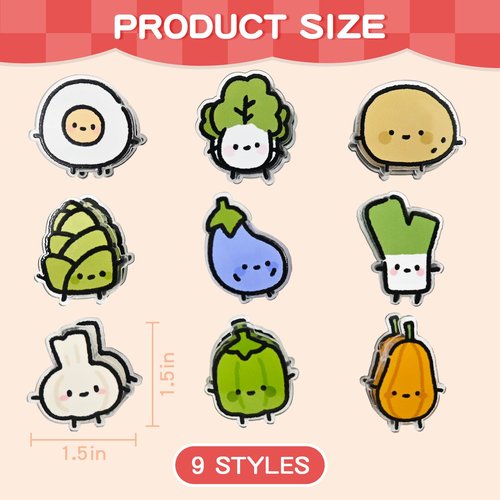 9 PCS Cute Chip Clips Food Bag Clip Set, Vegetable Shaped Bag Clips Funny Kitchen Snack Bag Sealer, Acrylic Chip Clip for Airtight Seal Food Storage