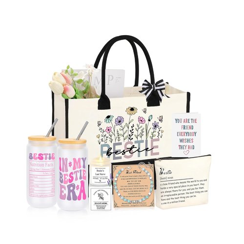 Bestie Birthday Gifts - Thoughtful Friendship Gift Set for Women | 6-Piece Basket for All Occasions