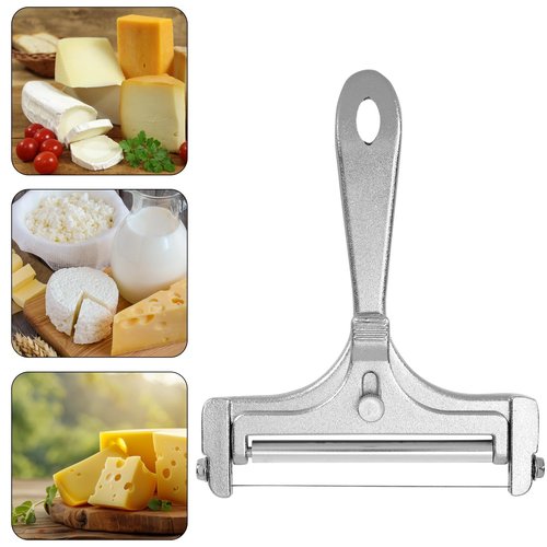 Gosknor 6pcs Cheese Slicer Kit, Stainless Steel Wire Cheese Cutter with 4 Extra Wires & Wrench Slicer Handheld Butter Cutter Food for Block Butter (Frosted Silver)