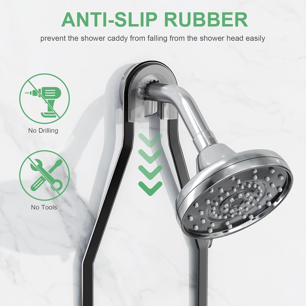 Regine Switzerland Shower Caddy - Rustproof 2-Tier Hanging Bathroom Organizer with 18 Hooks | Non-Slip Design
