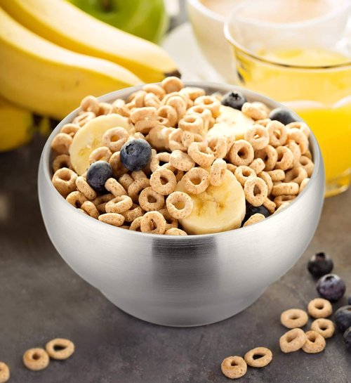 E-far Stainless Steel Bowls for Kids - 12 Ounce Double-Deck, Insulated & Shatterproof | Set of 4