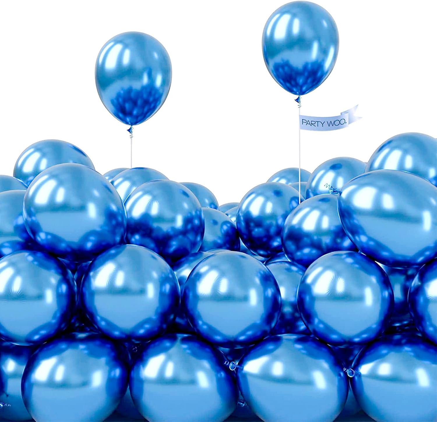 PartyWoo Metallic Blue Balloons - 100 Pack of 5-Inch Mini Chrome Latex for Weddings & Parties