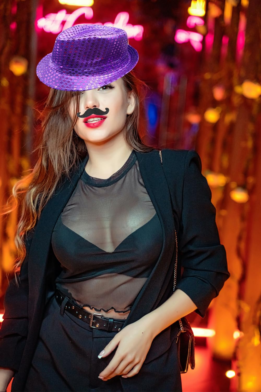 21 Pcs Funny Party Photo Booth Props Set for Adults Assorted Dress Up Costume Hats Props Fun Sunglasses Fun Photo Booth Kits for Wedding Props, Birthday, Cosplay, Bachelorette Party Supplies