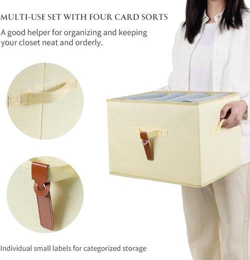 Homsorout Large Clothes Storage Bins - Decorative Storage Boxes with Lids | 4-Pack in Pale Yellow