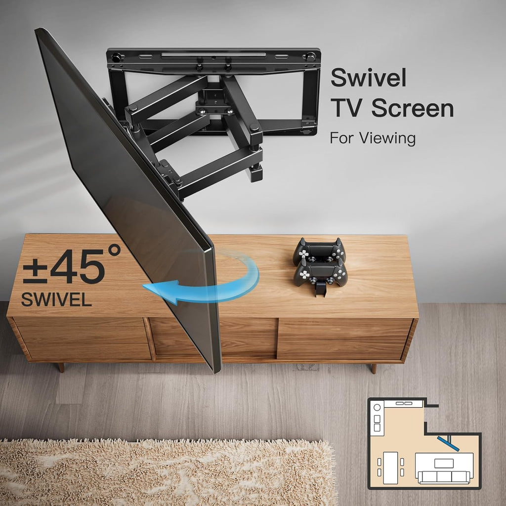 Pipishell Full Motion TV Wall Mount - Fits 26-65 Inch TVs Up to 99 lbs | Dual Arms, Swivel & Tilt