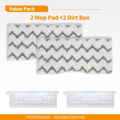Reusable Mop Pad Refills Compatible with Shark VACMOP VM252 VM250 VM205 VM200 VM190 VC205 QM250, Vacuum Mop Pad Refills, Washable mop pad, 2 Packs White