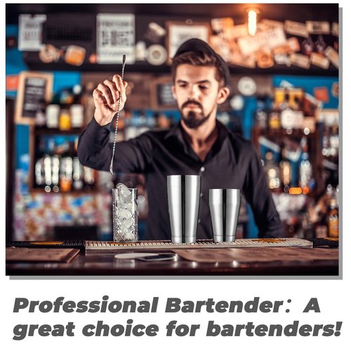 Sabary 12 Pcs Cocktail Shakers Professional Bar Shaker Boston Set Stainless Steel Martini Drink Mixer Basic Tool Weighted Shake Metal Can Cocktail Shaker Set, 18 Oz, 28 oz (Silver)
