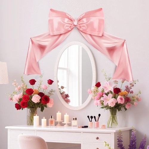 Pink Large Bow Decor Big Bow for Room, Coquette Giant Ribbon Tie for Birthday Party Backdrop Wall Decor, for Girl Women Home Decor Backdrop Bridal Shower Graduation Wedding(24 x 36 Inches)