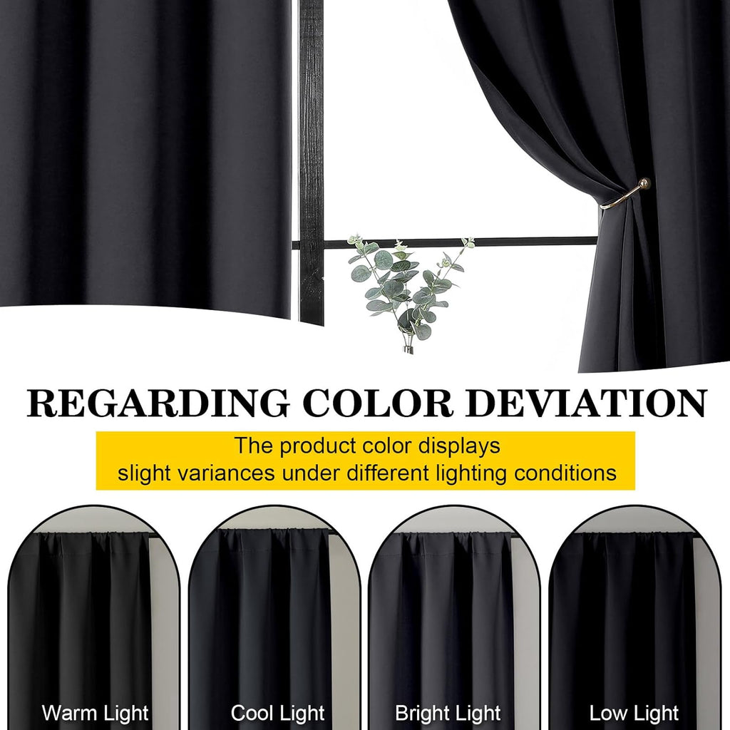 Skiennix Blackout Curtains - Soft Thermal Insulated Room Darkening Window Treatments | 63" Length, 2 Panels Set