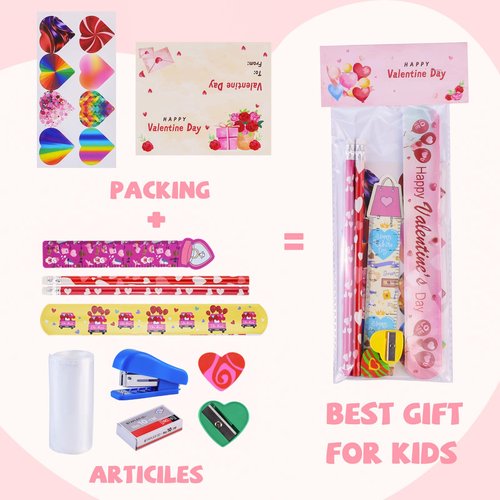 AT-DRESSINGDAY Valentine's Day Gifts Party Favor 28Pcs Stationery Gifts Party Favor Goodie Bag Exchange Gifts Rewards Prizes