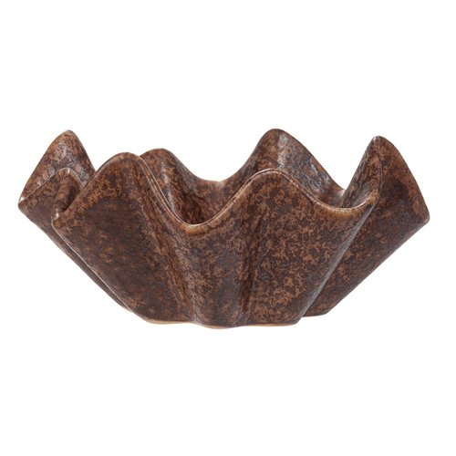 Bloomingville Round Stoneware Ruffled Bowl with Reactive Glaze, Brown