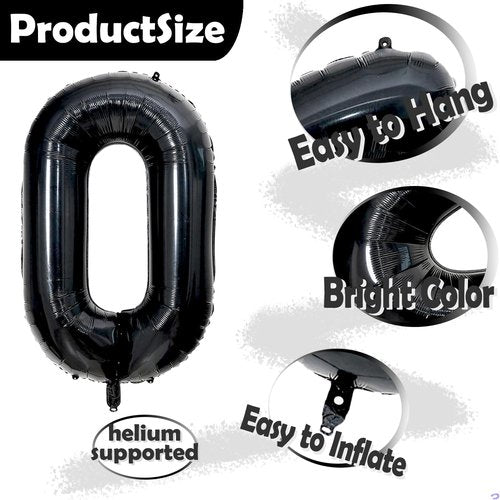 20th Birthday Foil Balloon - 40 Inch Large Black Number 20 with Gold Crown | Mylar Helium Balloon for Boys & Girls