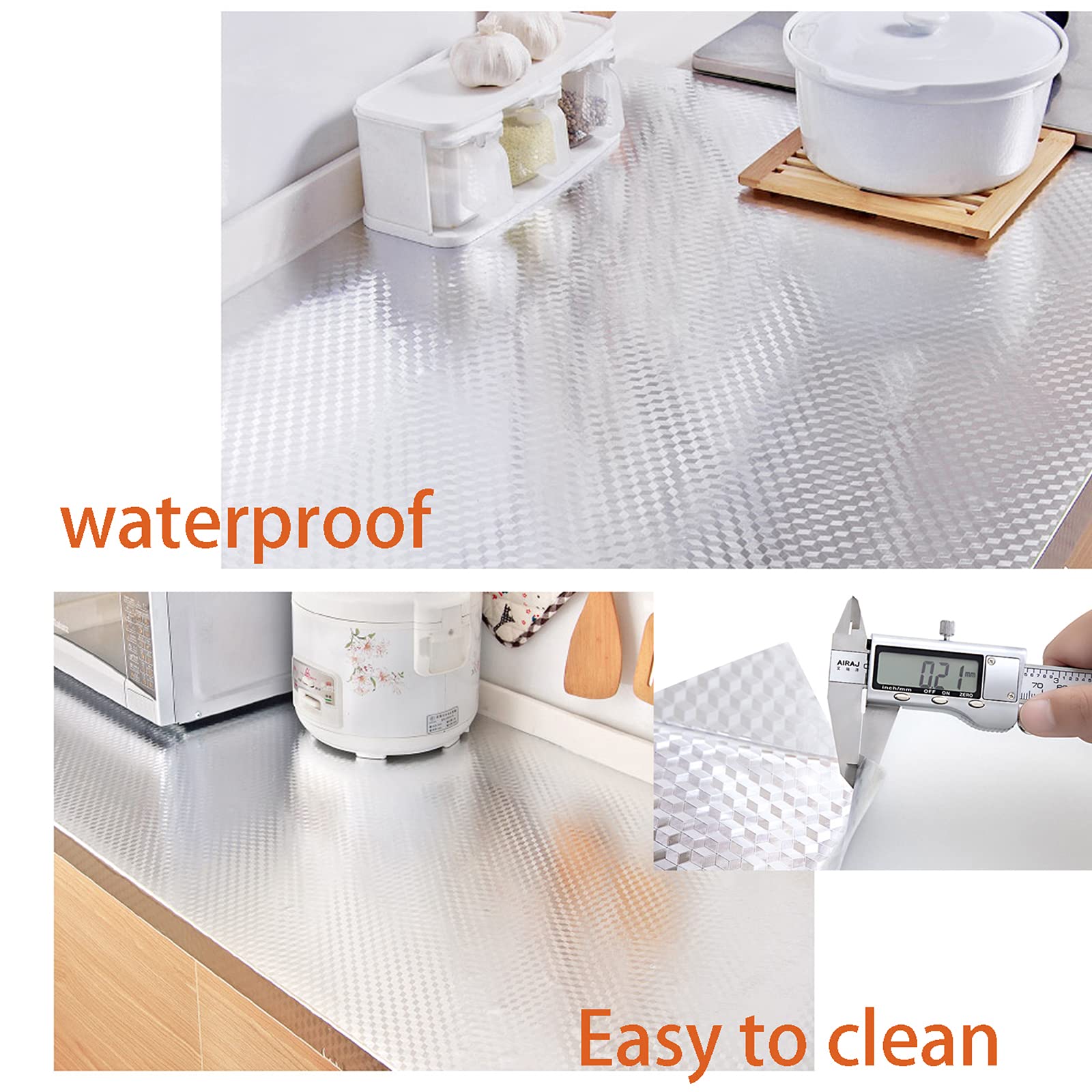 Snkxu Kitchen Wallpaper Oil Proof Sticker Backsplash Aluminum foil Oil self-Adhesive Paper Silver Cabinet Liner Waterproof and Heat Resistant Peel and Stick backsplash, 15.7X788 Inches