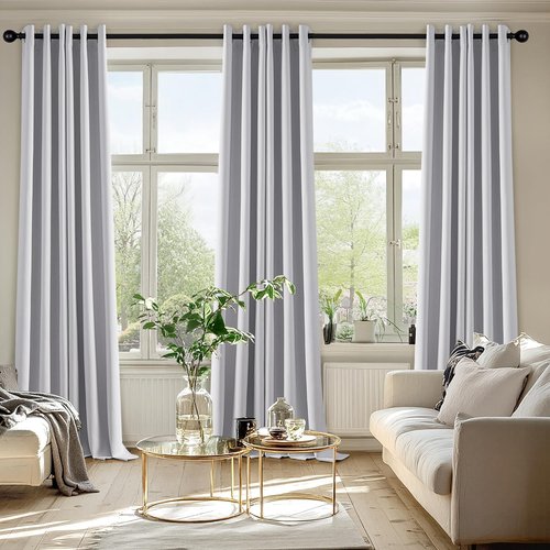 MIULEE Blackout Curtains - Thermal Insulated Room Darkening Drapes | 96-Inch Grommet Panels in Greyish White