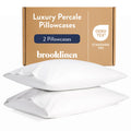 Brooklinen Luxury Percale Pillowcase Set of 2 – 100% Cotton Pillow Cases Breathable Weave, Machine Washable - Durable & Soft Pillowcases for Everyday Comfort, Pillow Covers for Standard Size (White)