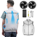 MOSILA Cooling Vest for Men with Battery Pack 2PCS Fan 7.4V Electric Cooling Air Reflective Jacket UV Protection Vest Battery Powered Air Conditioned Clothes Cool Jacket for Hot Weather-M