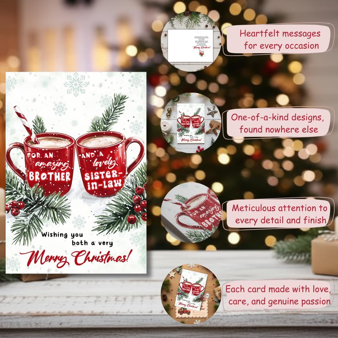 Regine Switzerland Christmas Card - Thoughtful Holiday Greeting for Brother & Sister-in-Law | Festive Design with Envelope