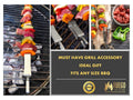 Fuego Skewers for Grilling - 17" Stainless Steel Flat Blade with Push Slider | Reusable & Dishwasher Safe | BBQ Skewers and Shish Kabob | Set of 8
