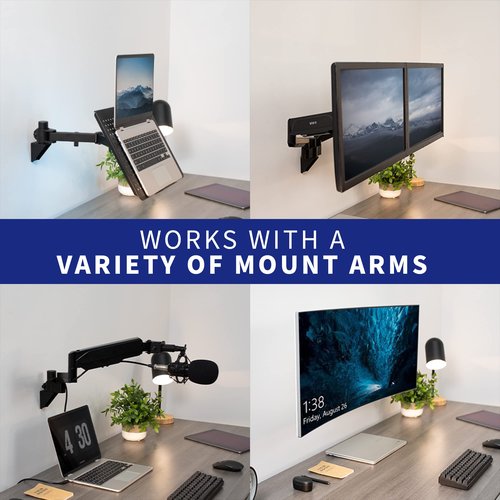 VIVO Wall Mount Conversion Pole Bracket, for Single or Dual Monitor Mount Arms, Standard 1-3/8 inch Diameter, Universal Compatibility, Weight Capacity 44 lbs, Black, MOUNT-WCB01