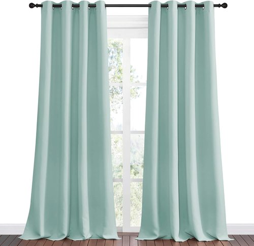 NICETOWN Aqua Blue Blackout Curtains - 108" Long, 55" Wide | Sound Reducing & Heat Blocking, 2 Panels