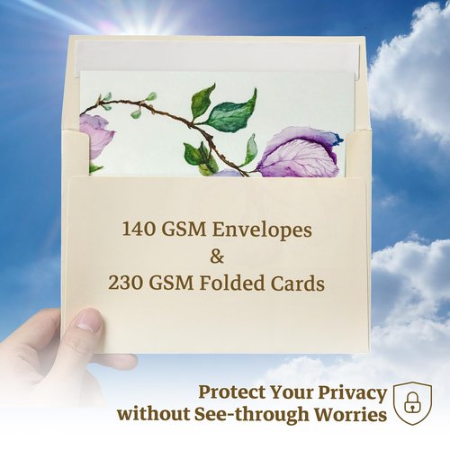 Cream Folded Blank Cards and Envelopes, Goefun 4.25 x 5.5 Ivory Cardstock and A2 Envelopes Self Seal 100 Pack for Wedding, Invitations, DIY Greeting Cardstock, Thank You Cards & All Occasion