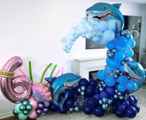 Bezente Blue Balloons Set - 60pcs 12 Inch Metallic & Pastel Blue Latex Balloons for Parties