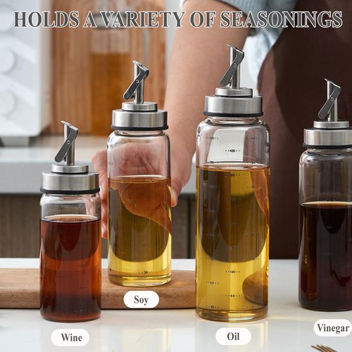 IVICOO Olive Oil Dispenser Bottle,Oil Dispenser For Kitchen,Bottles For Kitchen,17 Oz Automatic Opening And Closing Leak Proof Glass Dispenser