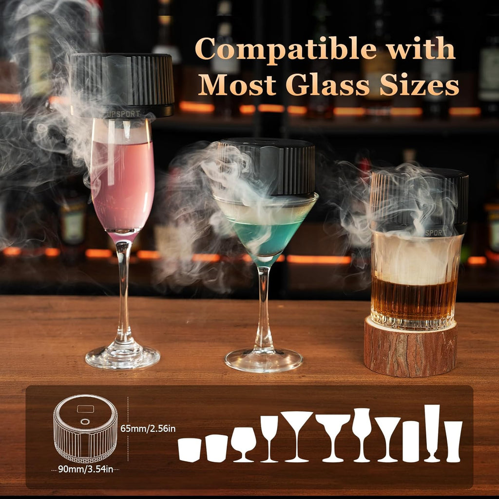Old Fashioned Cocktail Smoker Kit - Rechargeable Electric Whiskey Smoker with 4 Light Modes & 6 Wood Chips