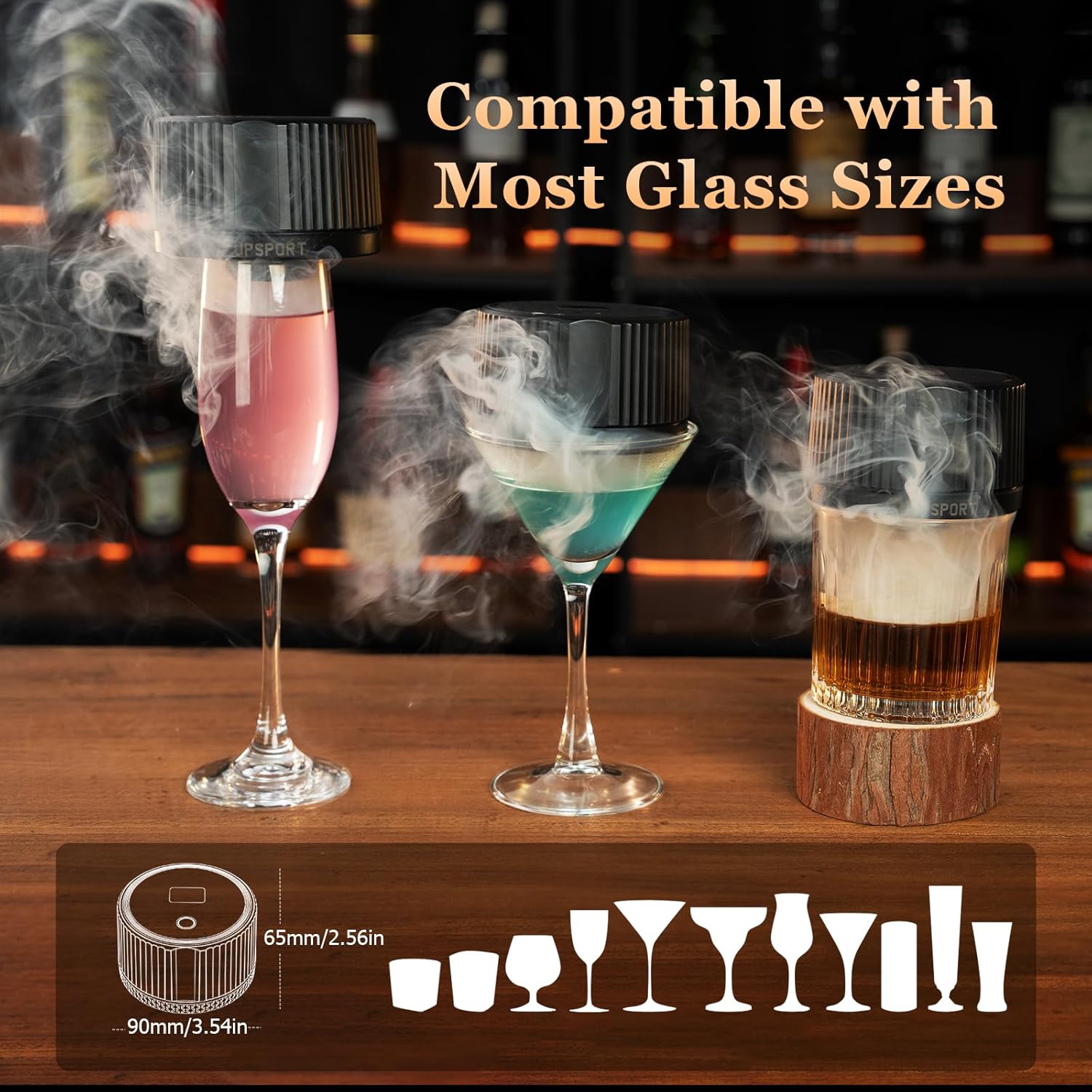 Old Fashioned Cocktail Smoker Kit - Rechargeable Electric Whiskey Smoker with 4 Light Modes & 6 Wood Chips
