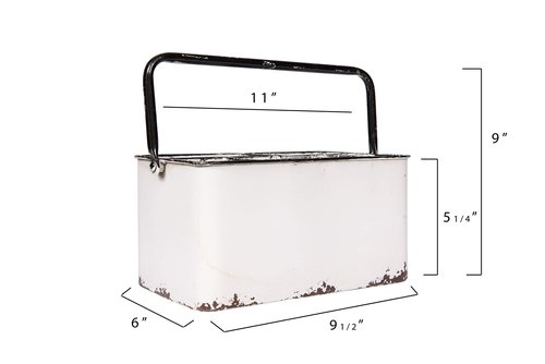 Creative Co-Op Distressed White Metal Caddy with 6 Compartments