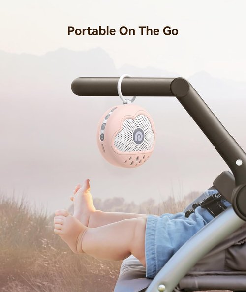 Dreamegg White Noise Machine - Portable Baby Sound Machine with 21 Soothing Sounds | Pink Silicone Cover