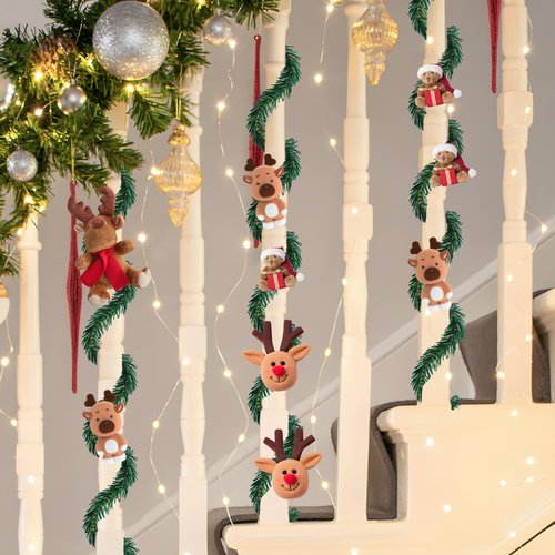 Uieke 50 Pcs Christmas Garland Ties 12Inch Artificial Pine Needles Garland Faux Pine Greenery Stems Twist Wired Tree Branches Wreath Tie for Craft Gift Wrapping Party Supply Christmas Decoration