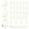 30 Sets Arch Wedding Table Numbers with Stands Gold Printed 1-30 Table Signs Clear Acrylic Table Number Display Stand for Wedding Reception Party Centerpieces Decor (4 x 6 Inch)