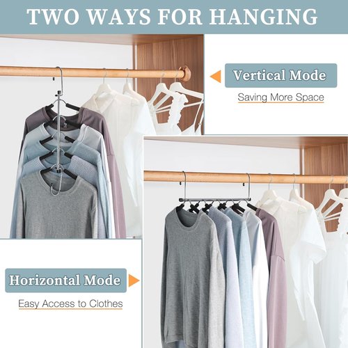 Clothes Hangers - Space-Saving Non-Slip Multi-Shirt Organizer | Foam Padded for Closet - 2 Pack