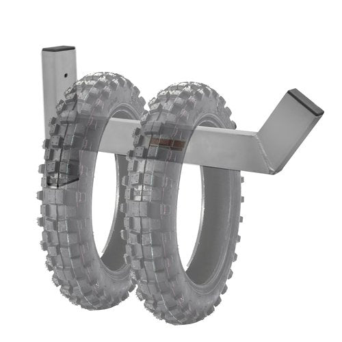 Extreme Max 5001.6627 Wall-Mount Dirt Bike Tire Hook – Aluminum Tire Holder for Garage, Shop & Enclosed Race Trailers – Silver