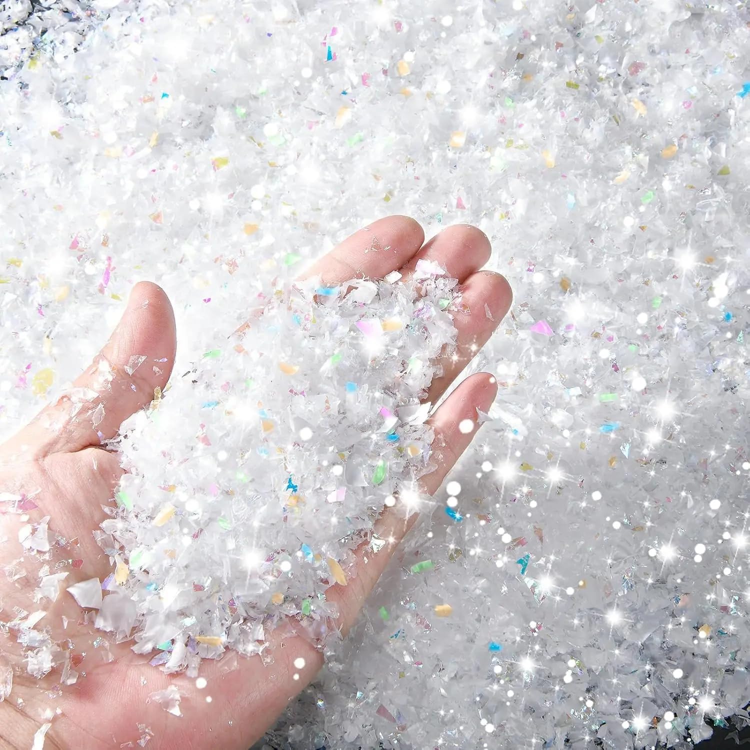 Skiennix Fake Snow Decoration - Sparkly White Artificial Snowflakes for Christmas | 50g Glitter Powder