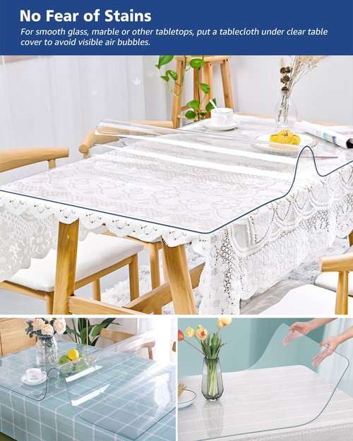 42X68 Inch Plastic Vinyl Tablecloths Protector Rectangle Clear Desk Mats Pad PVC Table Runner Cover for Coffee Dining Room Table Office Desk Sofa End Side Table Kitchen Countertop Heavy Duty