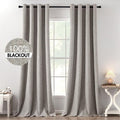 MIULEE 100% Blackout Linen Textured Curtains - Thermal Insulated Warm Taupe | 52 x 120 Inch (2 Panels)